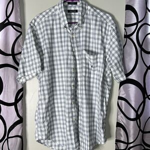 Nautica, short sleeve plaid button down shirt, size large